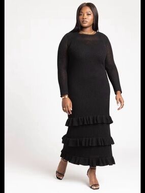 green emerald velvet dress ELOQUII Women's Plus Size Knot Front Pleated Skirt Dress